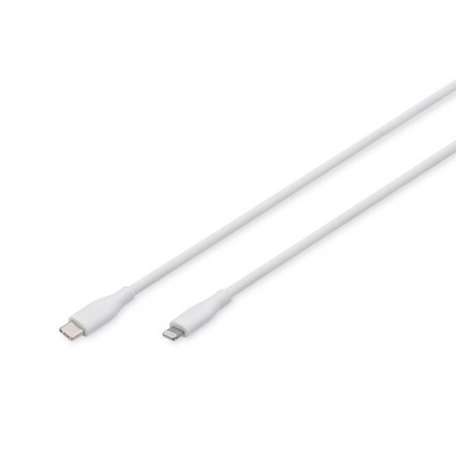 Кабель для зарядки USB, USB-C - Lightning 2 м, USB 2.0, 60W, силіконовий, білий AK-600110-020-W DIGITUS by ASSMANN