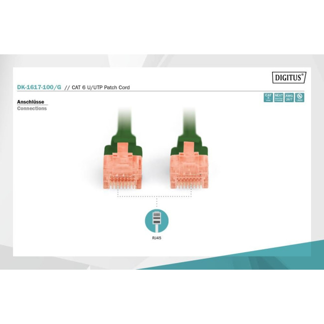 Патч корд CAT6 U/UTP 10M DK-1617-100/G DIGITUS by ASSMANN