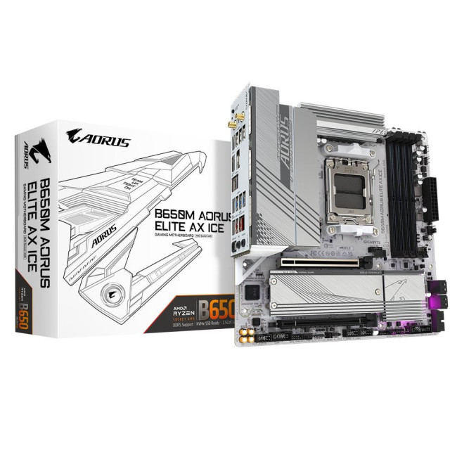 Материнська плата AMD B650 SAM5 MATX B650M A ELITE AX ICE GIGABYTE
