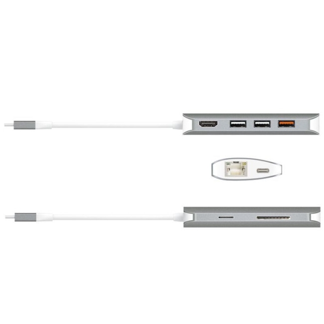 Док станція USB-C 9-в-1 (хаб/HDMI/PD/картридер), сірий