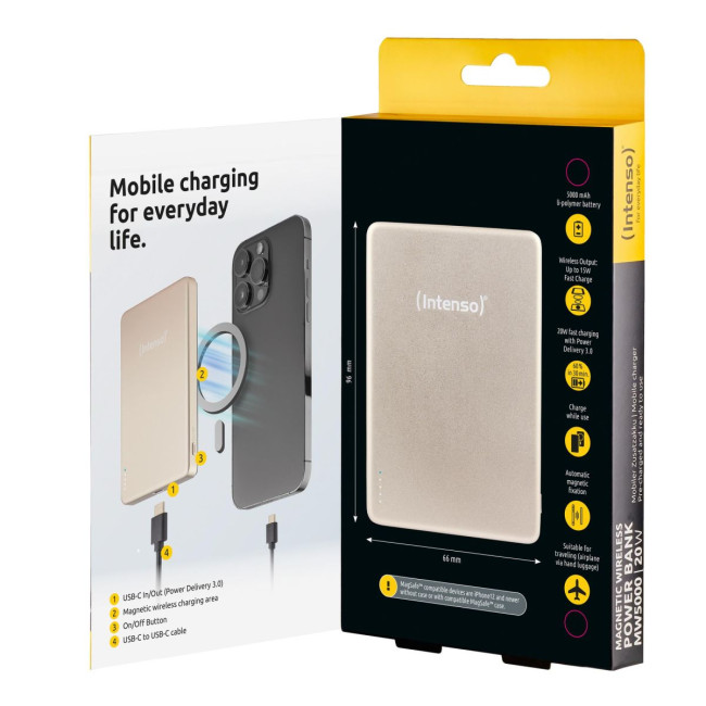 Портативний зарядний пристрій USB 5000MAH MAG CHAMPAGNE MW5000 7344021 INTENSO