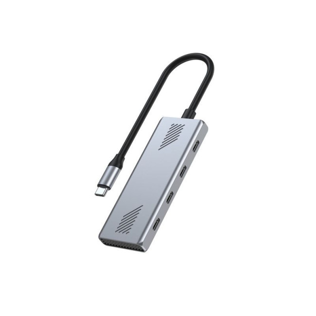 Хаб на 4 порти USB-С 3.2, метал, сріблястий