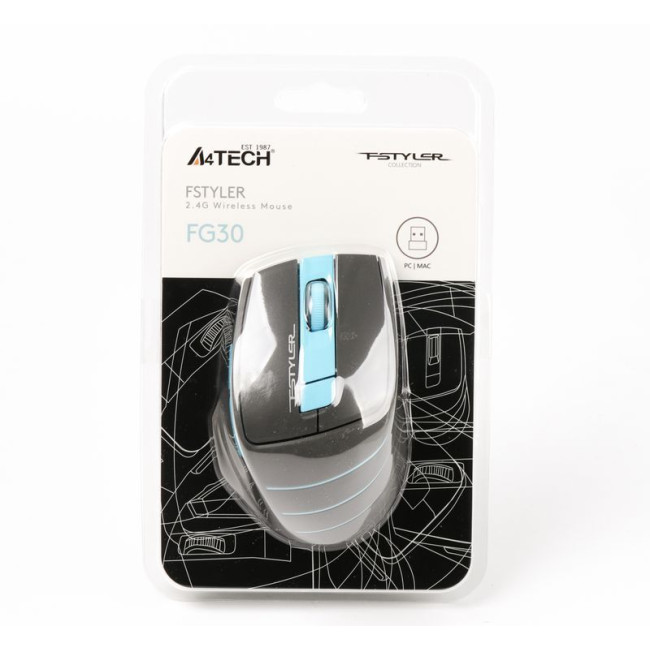 Миша бездротова A4tech Fstyler, USB, 2000 dpi, синій