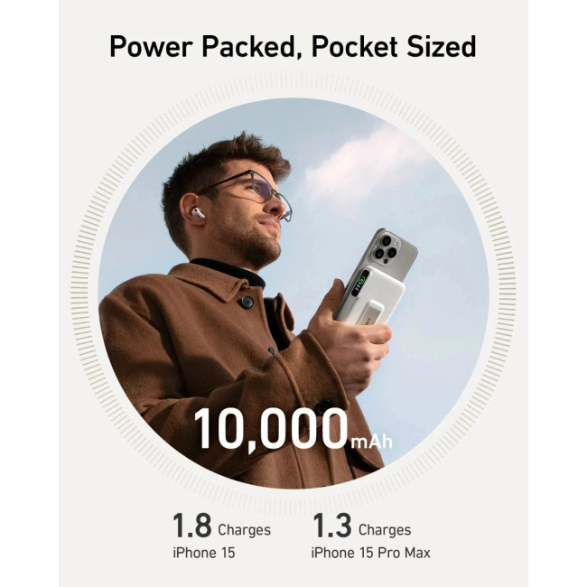 Портативний зарядний пристрій Anker MagGo 10000 mAh Qi2 15W + USB-C PD 27W White