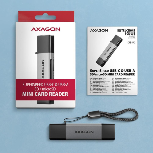 Кардрідер AXAGON CRE-DAC SuperSpeed USB-C + USB-A card reader