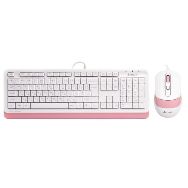 Комплект дротовий Fstyler клавіатура+миша, чорно-рожевий, USB