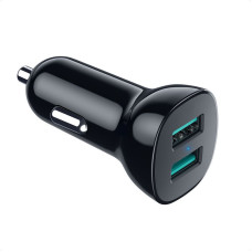 Автомобільний зарядний пристрій, 2 USB-A, 36Вт, QC, чорний