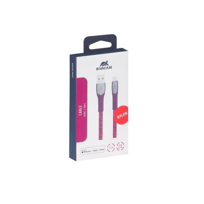 Кабель USB 2.0 MFI Type-A/Lighting, тканинне обплетення, 1.2 м, 3 А, 60 Вт, червоний