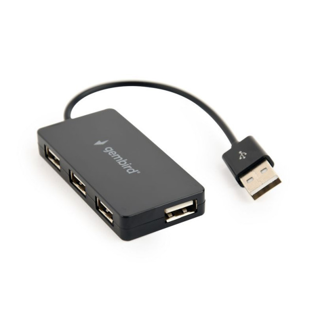 Хаб на 4 порти USB 2.0, пластик, чорний