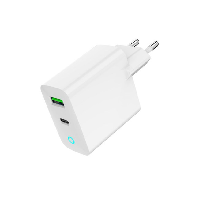 Мережевий ЗП, 1 USB-A + 1 Type-C (PD20Вт + QC3.0 18Вт), білий