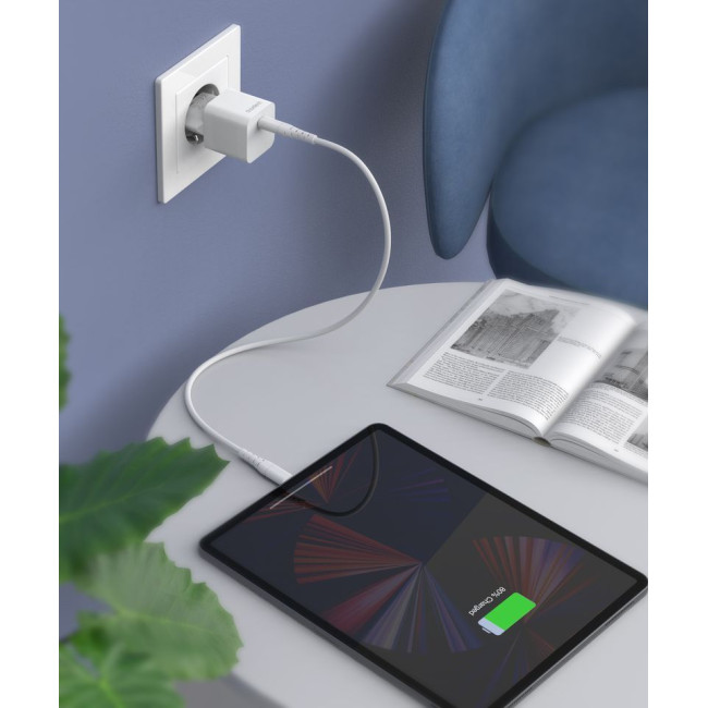 Мережевий зарядний пристрій, GaN, USB-C, 20Вт, QC3.0/PD/PPS