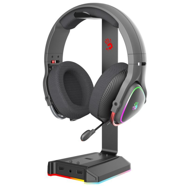 Підставка для навушників з RGB підсвіткою, 3хUSB, AUX 4-Pin 3.5мм