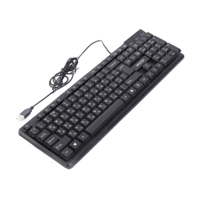 Клавіатура дротова офісна, USB, пластик, чорний