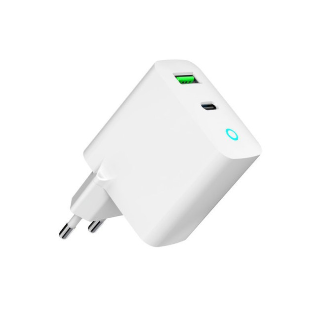Мережевий ЗП, 1 USB-A + 1 Type-C (PD20Вт + QC3.0 18Вт), білий