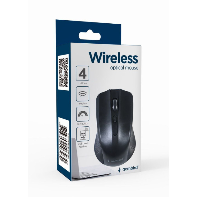 Бездротова оптична миша, USB, 1600 dpi, чорна