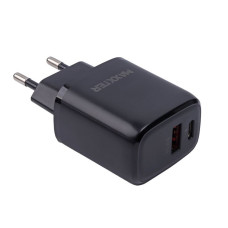 1 USB-A + 1 Type-C + кабель Type-C до Type-C (Power Delivery 18 Вт + Quick Charge 18 Вт) 5V/3A-9V/2A-12V/1.5A