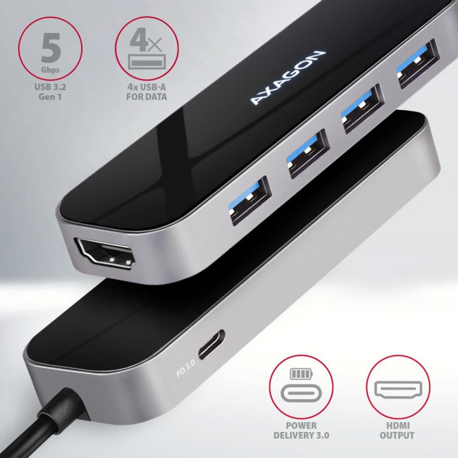 Концентратор USB-C 6IN1 0.2M HMC-6H4A AXAGON