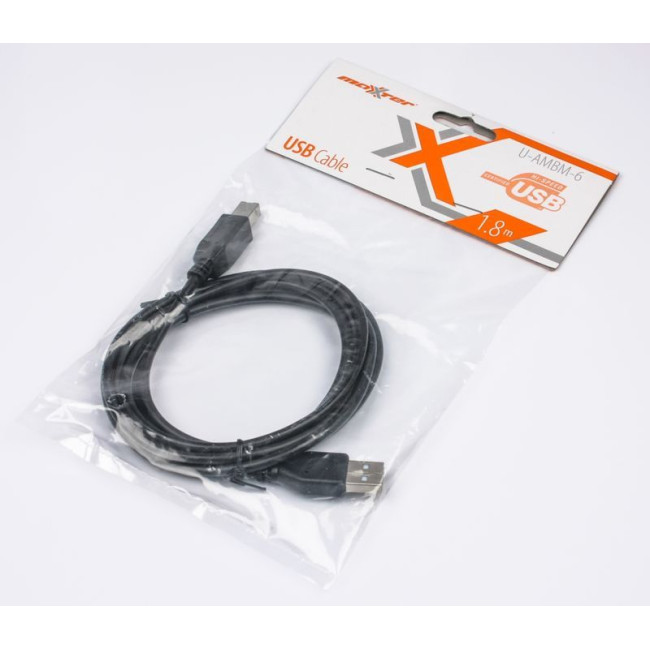 Кабель USB 2.0 AM/BM 1.8 м, чорний