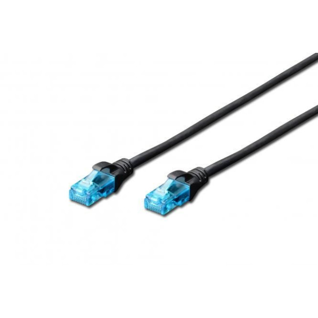 Патч-корд CAT 5e U-UTP, ПВХ AWG 26/7, довжина 1 м, колір чорний DK-1512-010/BL DIGITUS by ASSMANN