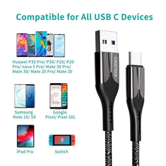 Кабель преміум якість USB 2.0, A-тато/C-тато, 5A, 1,2 м.