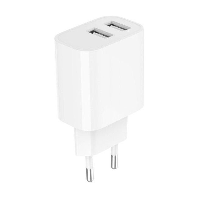 Мережевий ЗП, 2 USB-A 5V/2.4A (12W), білий