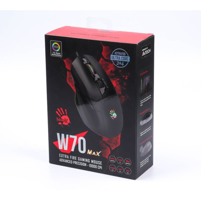 Ігрова миша Bloody Activated, RGB, 10000 CPI, 50M натискань, чорний