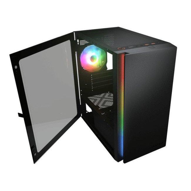 Ігровий корпус, 1*120mm ARGB, вентилятори передвстановлені, Mini ITX / Micro ATX, скляне вікно