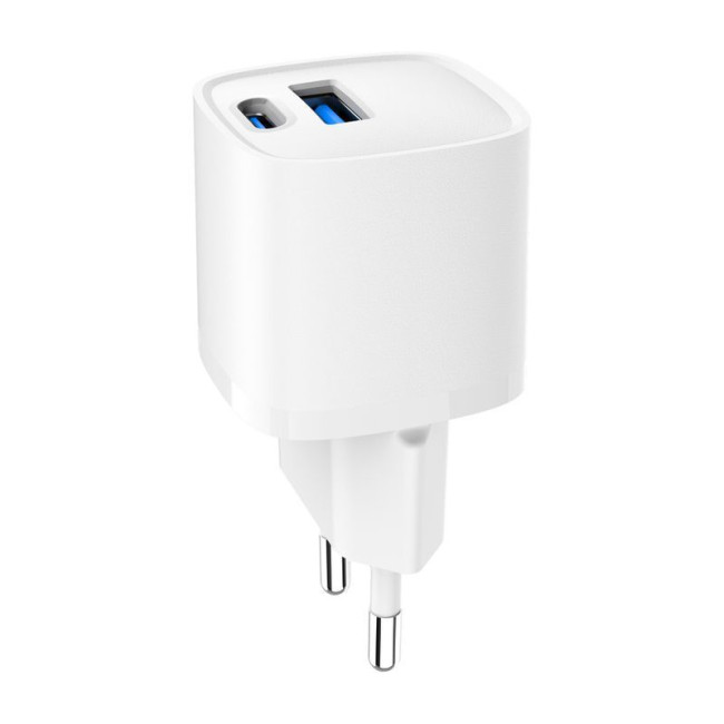 Мережевий ЗП, 1 USB-A + 1 Type-C (PD20Вт + QC3.0 18Вт), білий
