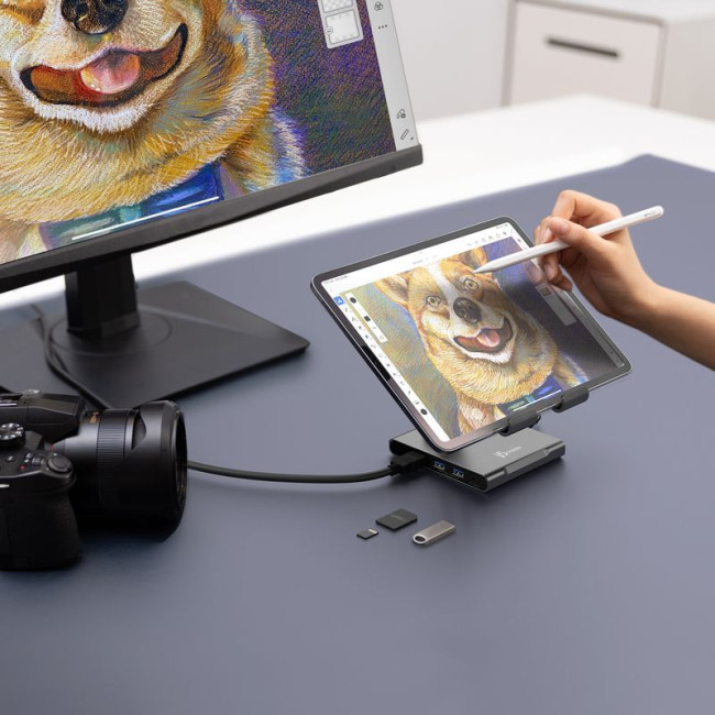 Док станція Ipad USB-C 8-в-1 (HDMI/PD/картридер/USB-A/USB-C/Audio), алюміній