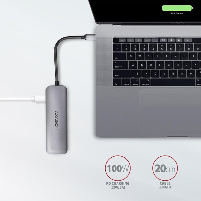 Хаб концентратор AXAGON HMC-5 SuperSpeed USB-C COMBO 5in1 hub, Сірий