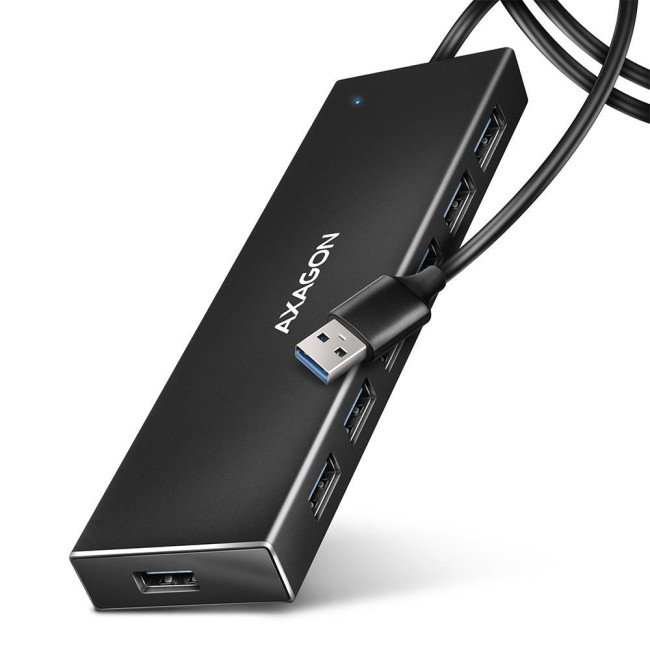 Хаб AXAGON HUE-F7A SuperSpeed USB-A FLAT hub, 1м USB-A , Чорний