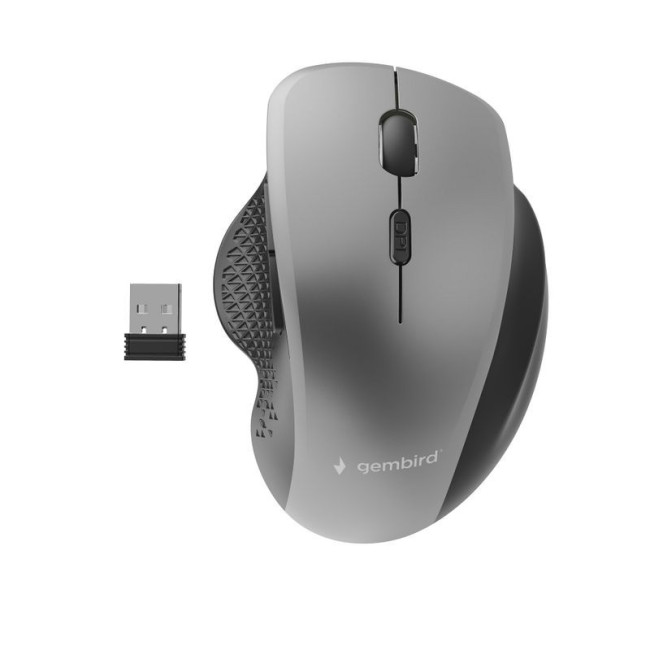 Бездротова оптична миша, USB, 1600 dpi, 6 кнопок, чорно-сірий