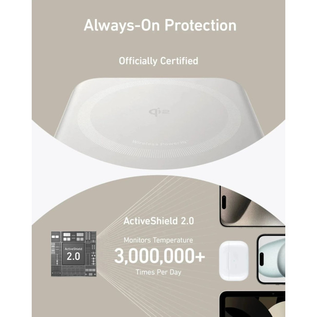 Портативний зарядний пристрій Anker MagGo 10000 mAh Qi2 15W + USB-C PD 27W White