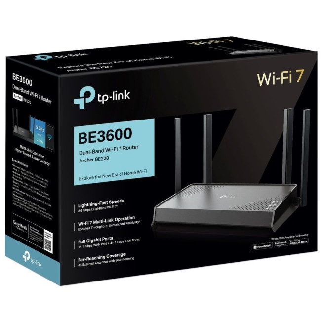 Бездротовий маршрутизатор TP-Link Archer BE220 BE3600