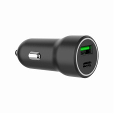 Автомобільний зарядний пристрій, 1xUSB-A (18W QC3.0)+ 1xUSB-C (20W PD), чорний