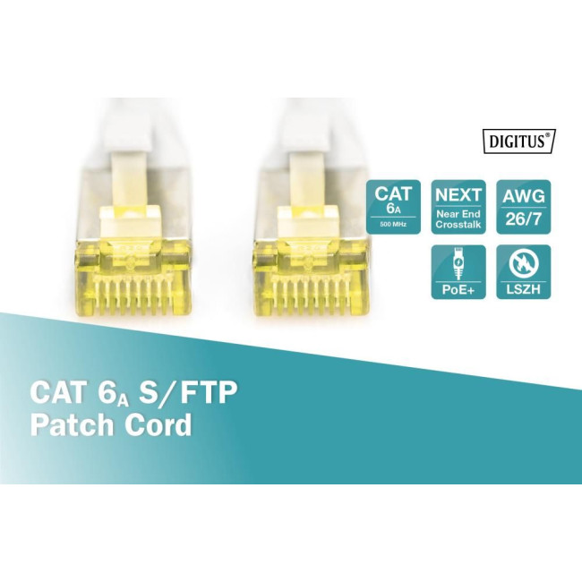 Патч-корд CAT 6A S-FTP, Cu, LSZH AWG 26/7, довжина 2 м, колір сірий DK-1644-A-020 DIGITUS by ASSMANN