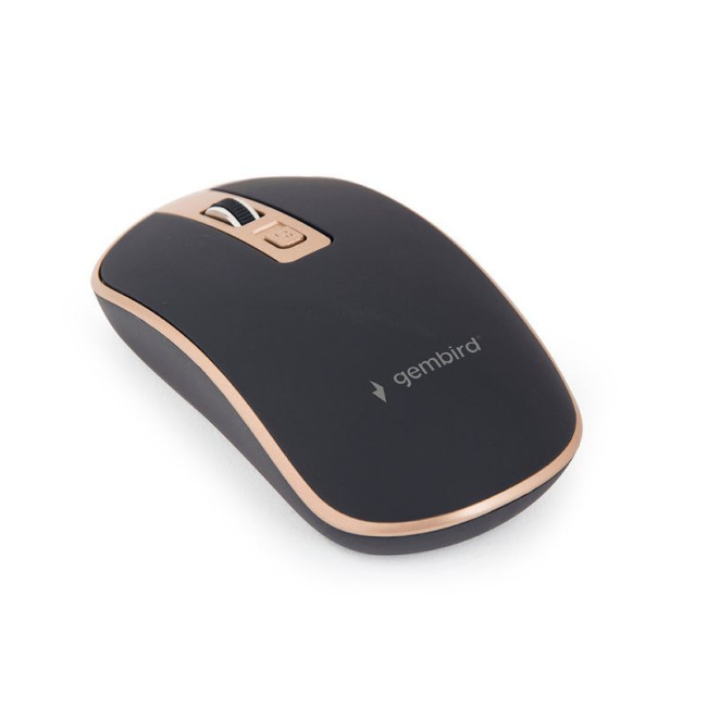 Бездротова оптична миша, USB, 1600 dpi, чорна с золотом