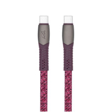 Кабель USB 2.0 Type-C/Type-C, тканинне обплетення, 1.2 м, 3 А, 60 Вт, червоний