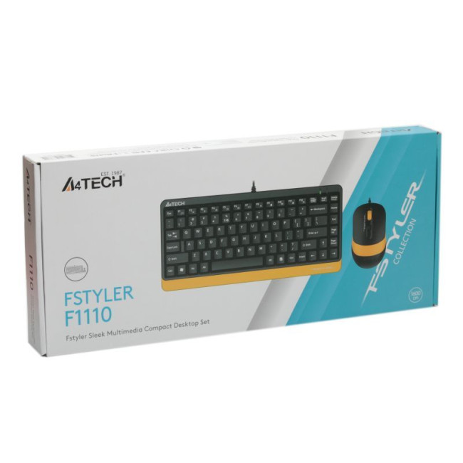 Комплект дротовий Fstyler клавіатура+миша, чорно-жовтий, USB