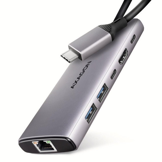 Хаб концентратор AXAGON HMC-6G2L USB-C 10Гбіт/с 6in1 hub, Сірий