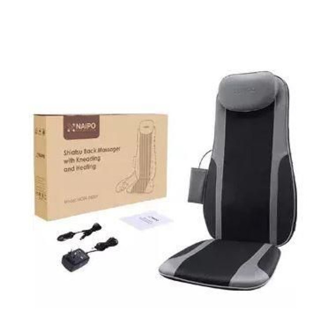 Масажна накидка на крісло NAIPO Neck & Back Massager з підігрівом, вібрацією та функцією масажу Шиатцу; модель - MGBK-2606H