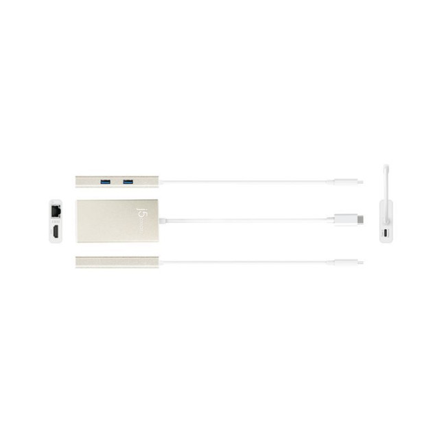 Мультиадаптер USB-C 5-в-1 (хаб/HDMI/PD/LAN), сірий