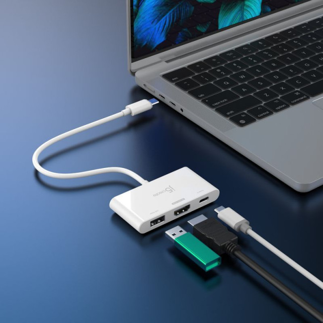 Мультиадаптер USB-C на HDMI/USB-A/USB-C (тільки живлення PD), білий