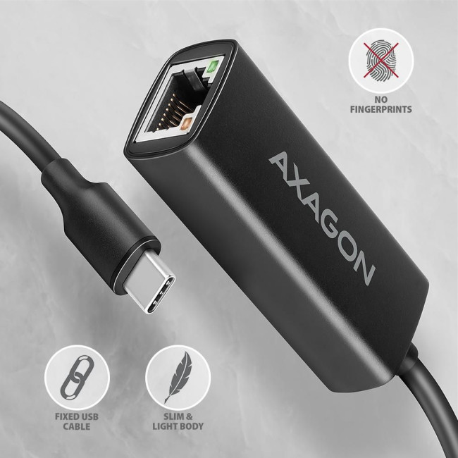 Мережевий адаптер AXAGON ADE-ARC USB-C 1 gigabit, чорний