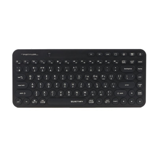 Клавіатура бездротова Fstyler, Bluetooth / 2.4 ГГц, з акумулятором, quiet key, чорний