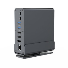 Док станція USB-C 15-в-1 (USB-хаб + HDMI/DP/PD/картридер/LAN/3.5-мм аудіо), сірий