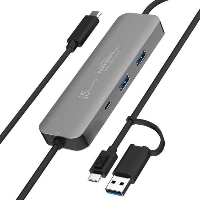 Адаптер-перемикач КМ / хаб 2-USB-A/1 USB-C