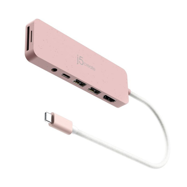 Мультиадаптер USB-C 6-в-1 (хаб/HDMI/картридер/аудіо), червоний