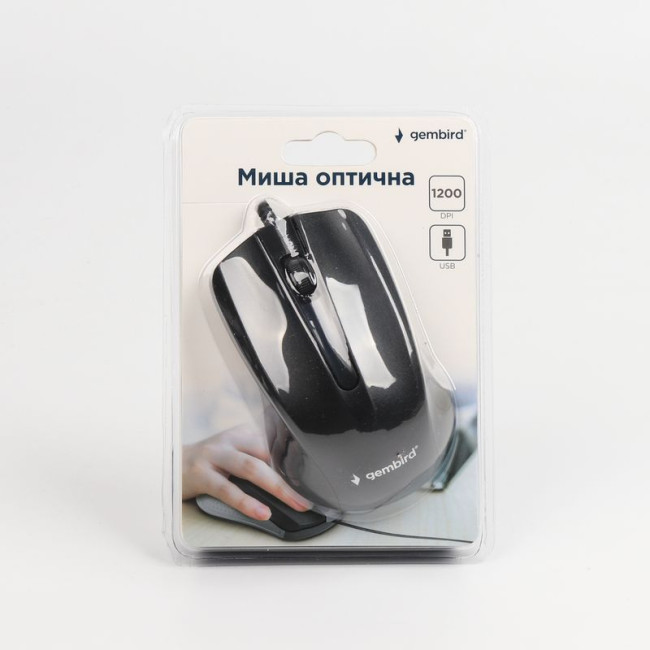 Оптична миша, USB інтерфейс, 1200 dpi, чорний