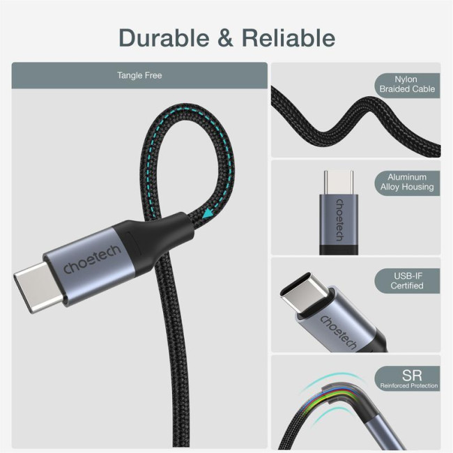 Кабель USB 2.0 C-тато/C-тато, 60 ватт, 1,2 м, преміум